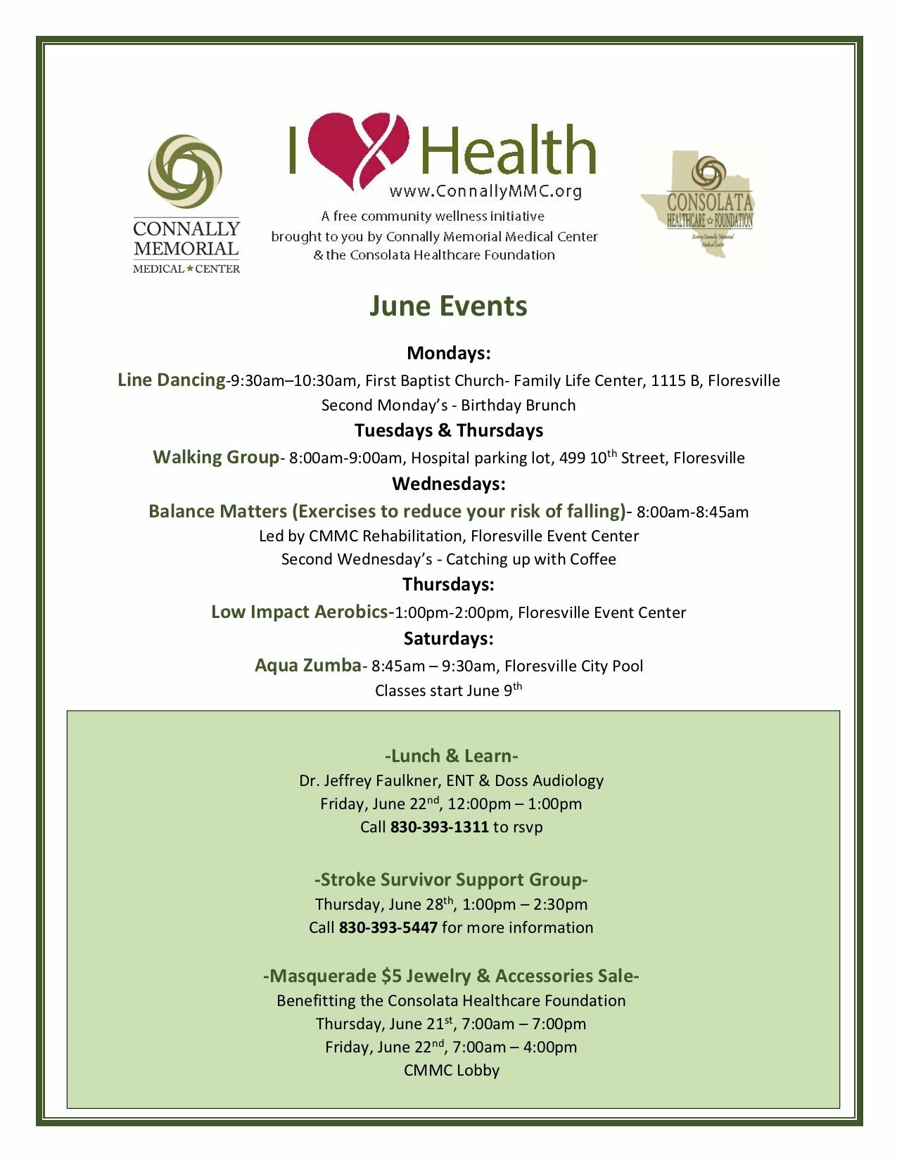 I Heart Health June Calendar